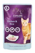 Nuevo kočka kapsa Sterilized Drůbež&iacute; s r&yacute;ž&iacute; 85g